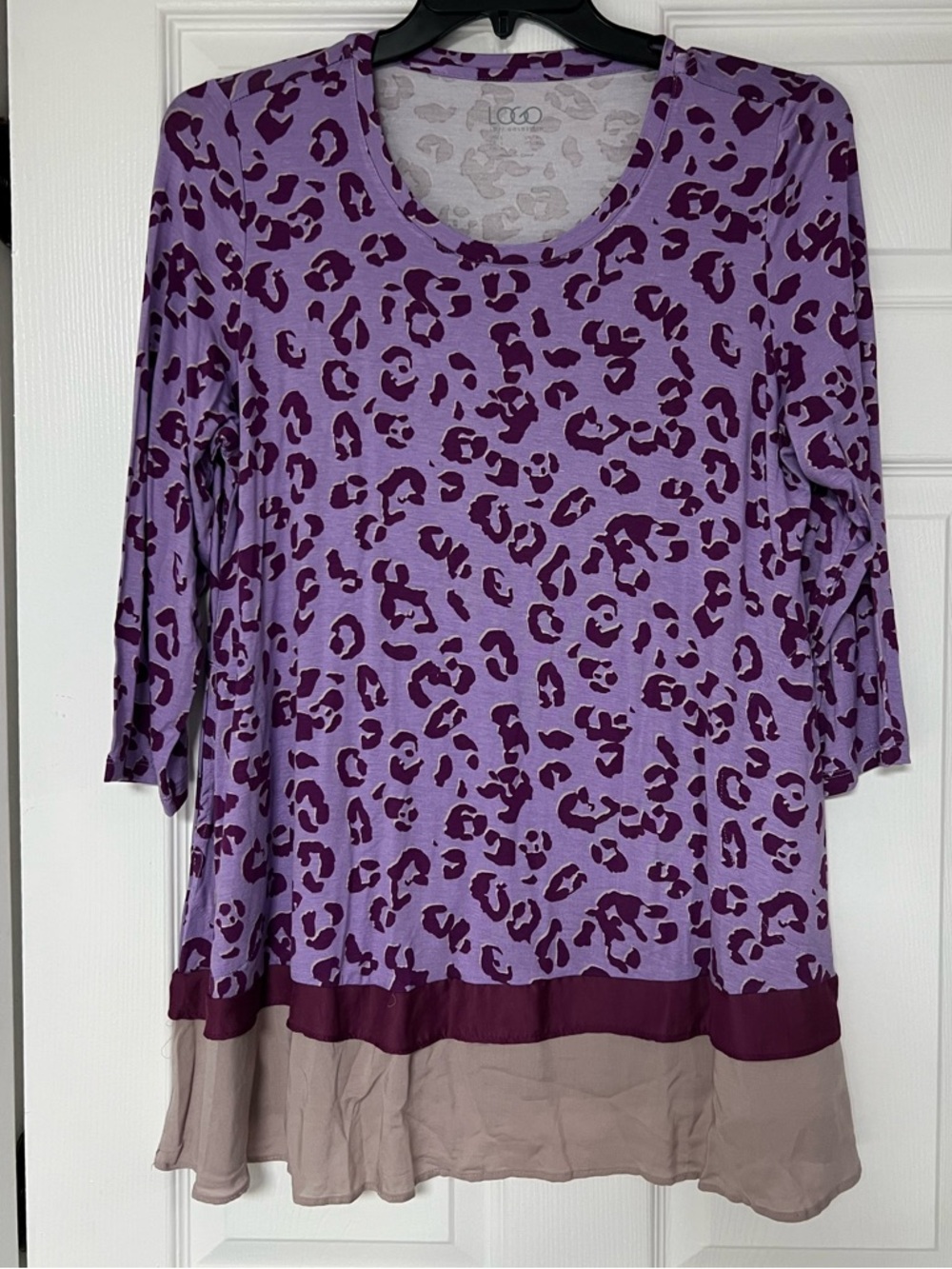 LOGO by Lori Goldstein Lavender and Plum Leopard-Print Layered Tunic